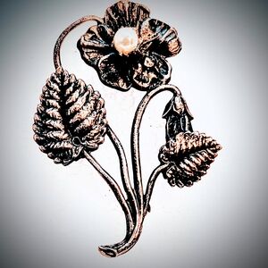 Elegant Silver Floral Brooch with Pearl Center Vintage